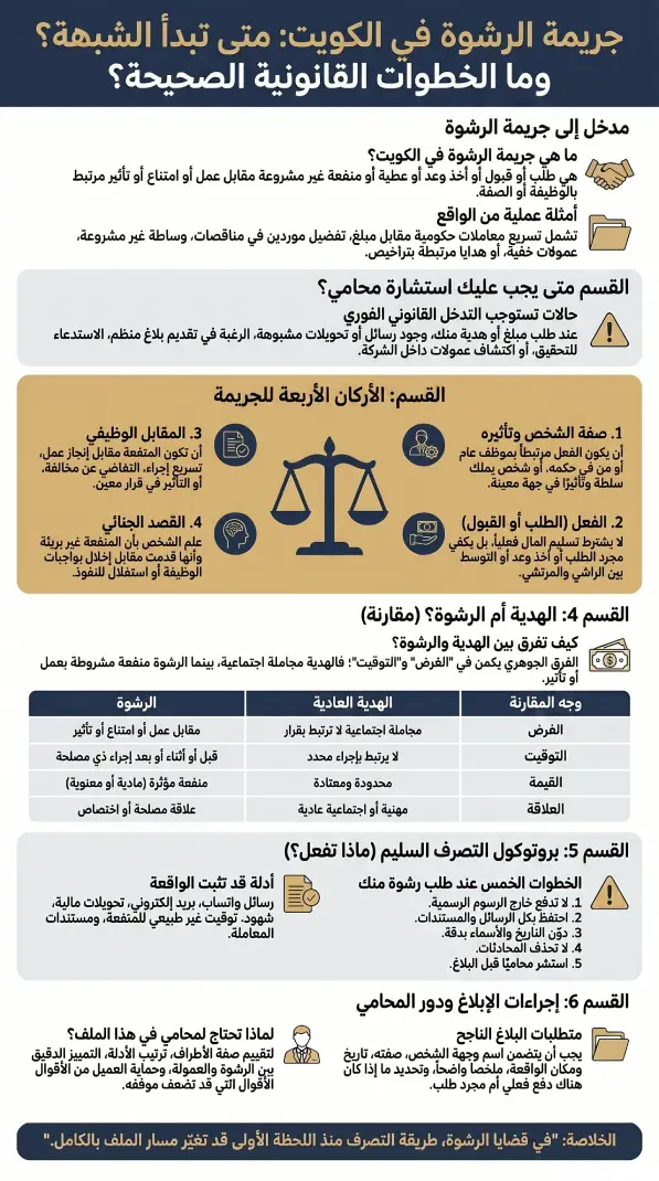 دليل جريمة الرشوة في الكويت والخطوات القانونية للإبلاغ